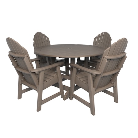 Highwood Usa Hamilton 5pc Round Outdoor Patio Furniture Dining Set AD-DNA48-WBR